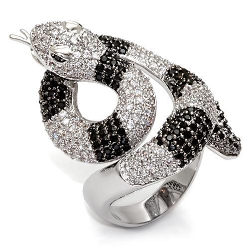 JCE081 Rhodium + Ruthenium Brass Ring with AAA Grade CZ  in Black Diamond