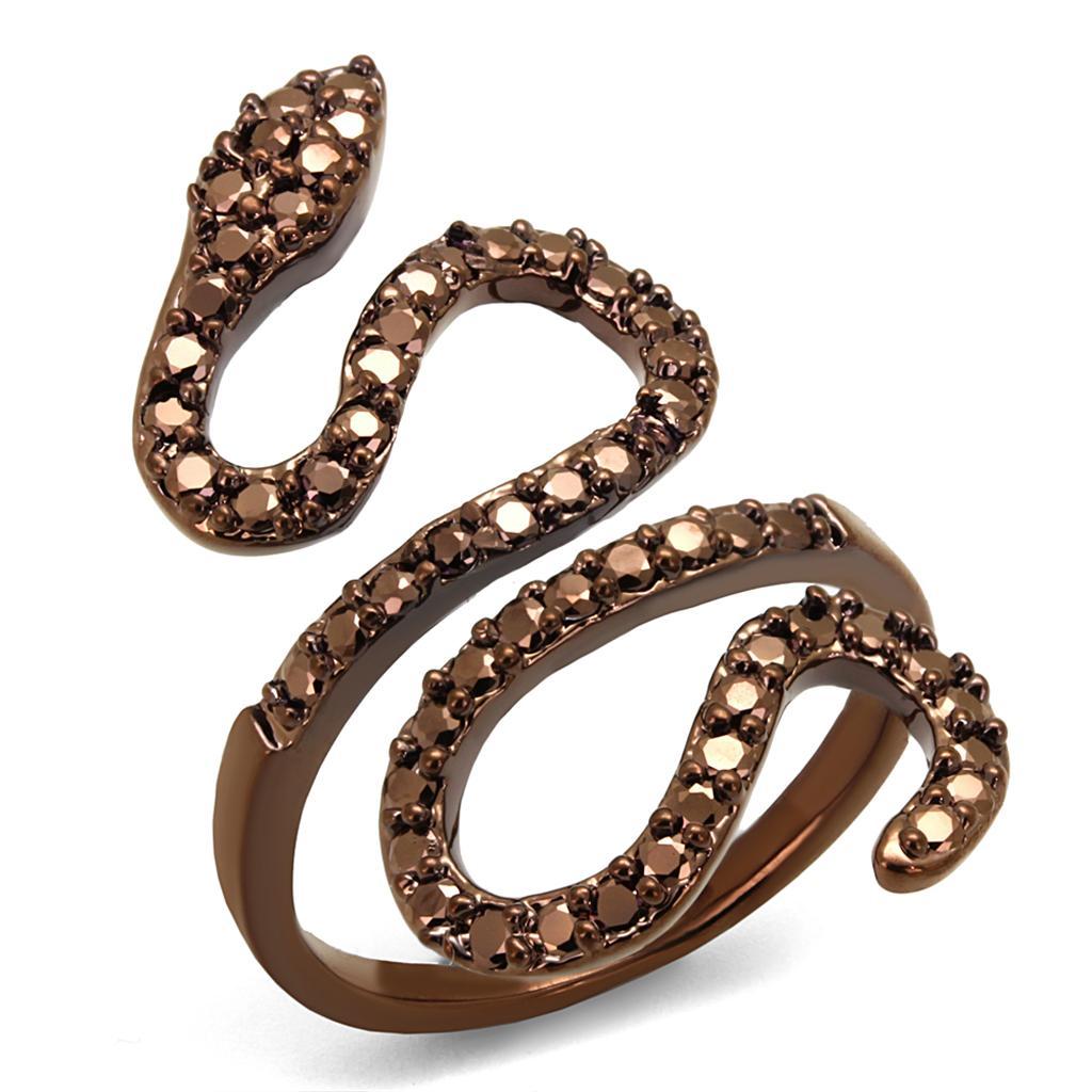 JCE1150 IP Coffee light Brass Ring with AAA Grade CZ  in Light Coffee