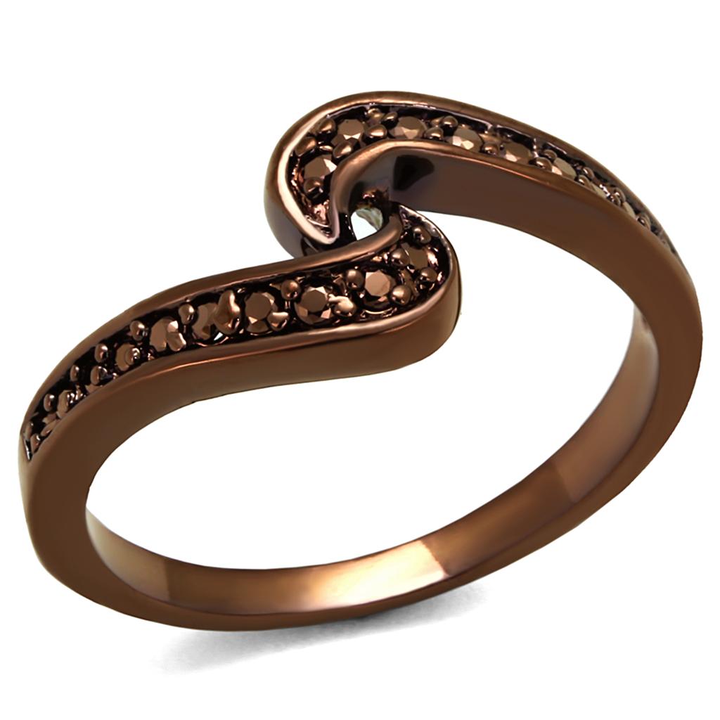 JCE1151 IP Coffee light Brass Ring with AAA Grade CZ  in Light Coffee