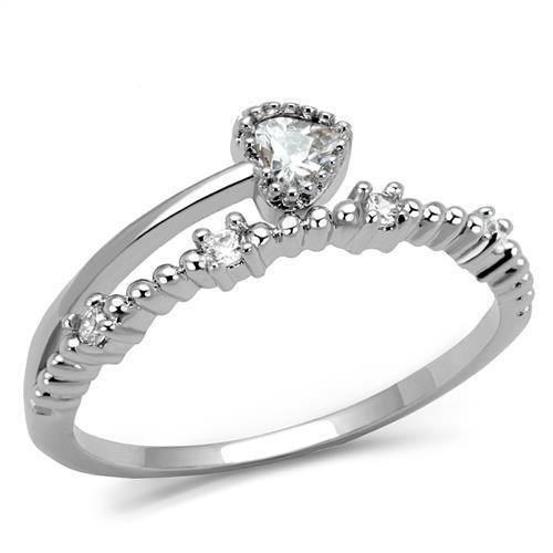 JCE1223 Rhodium Brass Ring with AAA Grade CZ  in Clear