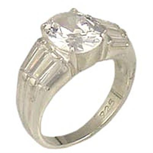 JCE035 High-Polished 925 Sterling Silver Ring with AAA Grade CZ  in Clear