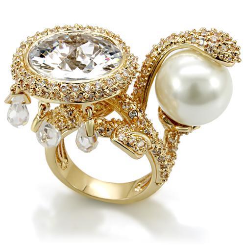 JCE1607 Imitation Gold Brass Ring with AAA Grade CZ  in Clear