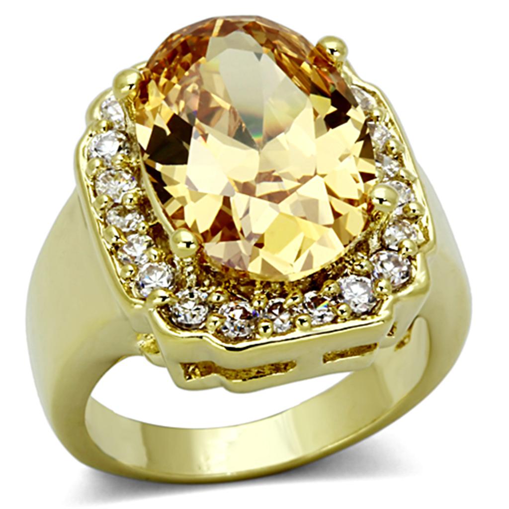 JCE2955 Gold Brass Ring with AAA Grade CZ  in Topaz