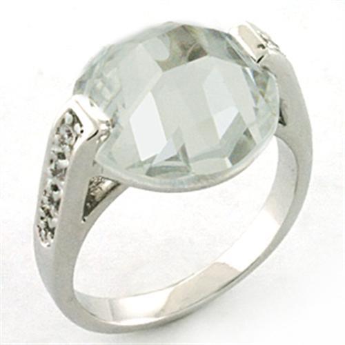 JCEA665 Rhodium Brass Ring with AAA Grade CZ  in Clear