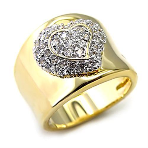 JCEAS830 Gold+Rhodium 925 Sterling Silver Ring with AAA Grade CZ  in Clear