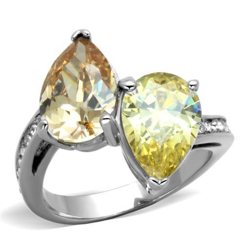 JCE1820 High polished (no plating) Stainless Steel Ring with AAA Grade CZ  in Multi Color