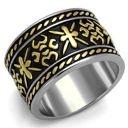 JCE2236 Two-Tone IP Gold (Ion Plating) Stainless Steel Ring with Epoxy  in Jet