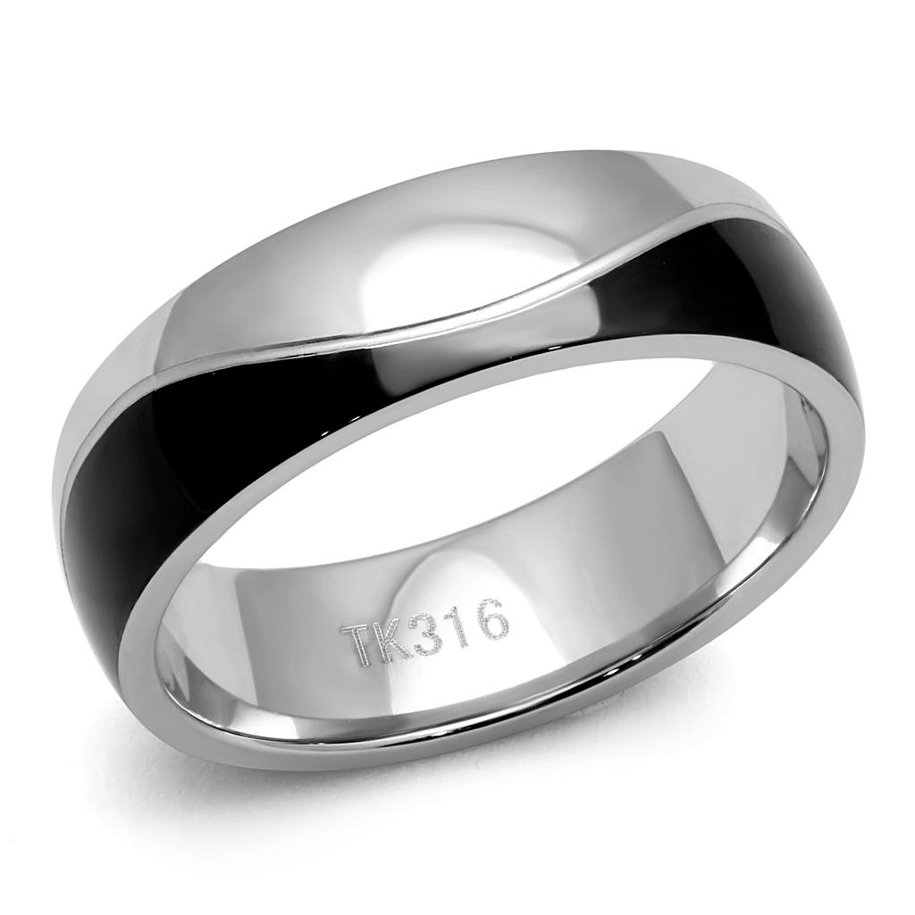 JCE2567 Two-Tone IP Black (Ion Plating) Stainless Steel Ring with No Stone