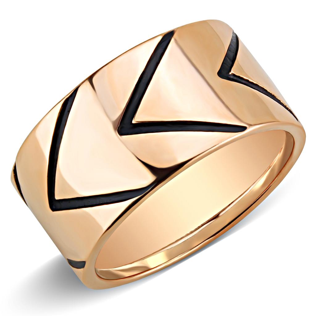 JCE3563 IP Rose Gold(Ion Plating) Stainless Steel Ring with Epoxy  in Jet