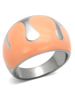 JCE802 High polished (no plating) Stainless Steel Ring with Epoxy  in Orange