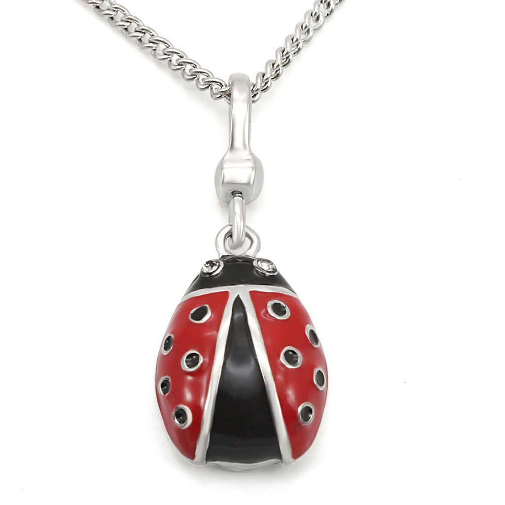 JCES438 Silver 925 Sterling Silver Chain Pendant with Top Grade Crystal  in Black Diamond